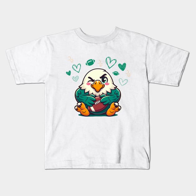 Cute Kawaii Philadelphia Eagles Love Kids T-Shirt by Curious Sausage